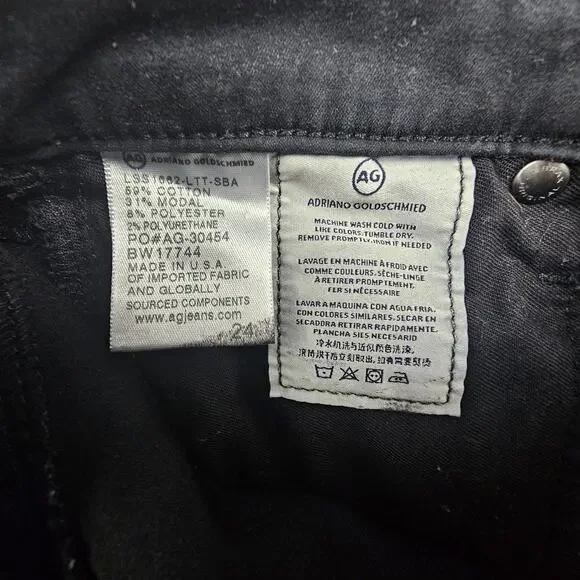 AG Adriano Goldschmied Pants 24 The Jodi Crop Coated Black High Rise Slim Flare - Picture 8 of 8